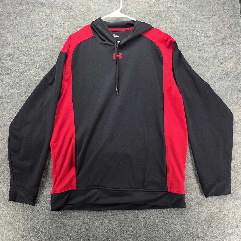 Under Armour Hoodie Mens XL Black Pullover Hooded Pockets Drawstring Polyester